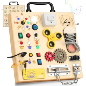 Wooden Busy Board Sensory Learning Toy for Toddlers