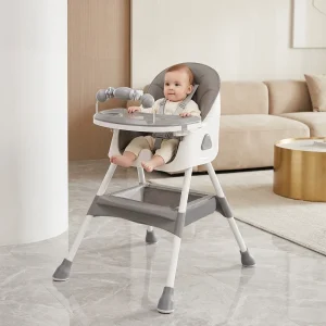 Foldable Baby High Chair 6 Months Plus, with Large Antislip Pad & ToyRack,