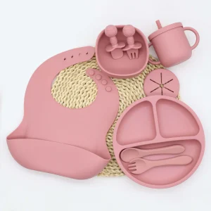 9pcs Baby Silicone Tableware Set,