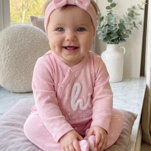 3-6 Month Baby Girls Embroidery Jumpsuit with Headband